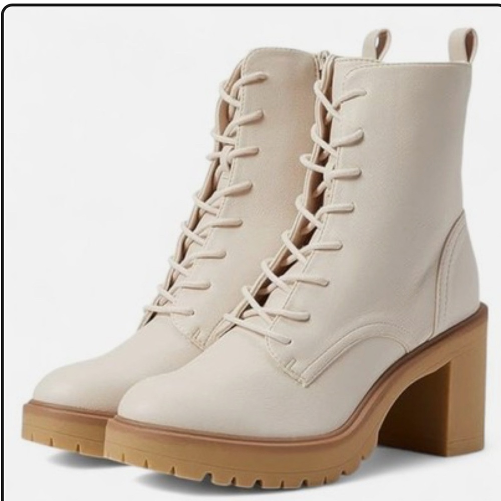 Dolce Vita Ivory Lace-Up Boots